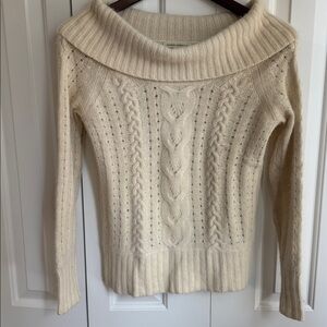 BANANA REPUBLIC ANGORA LAMBSWOOL SWEATER OFF SHOULDER OR COWL NECK S 338770 WOOL